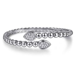 925 Sterling Silver Bujukan White Sapphire Bypass Bangle Bracelet
