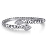 925 Sterling Silver Bujukan White Sapphire Bypass Bangle Bracelet