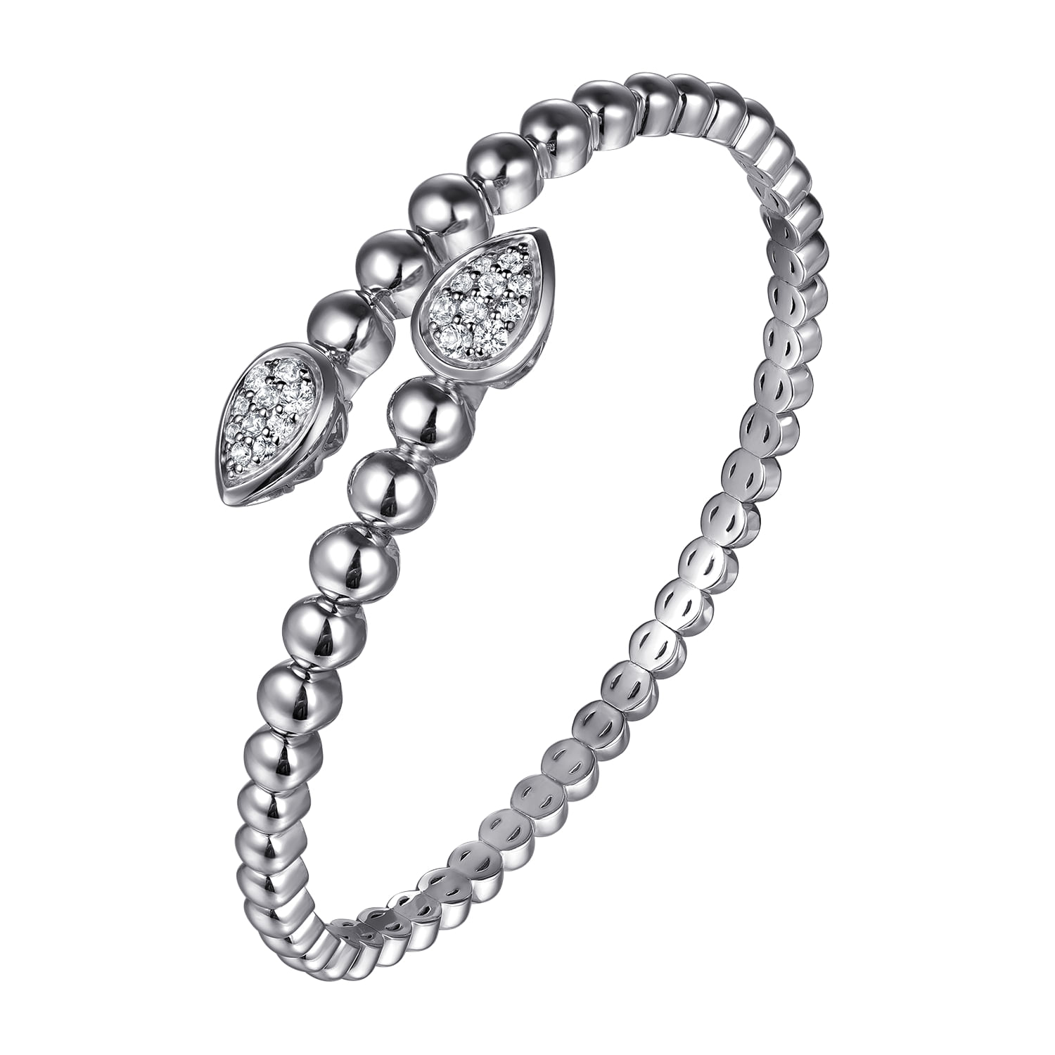 925 Sterling Silver Bujukan White Sapphire Bypass Bangle