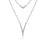 925 Sterling Silver Bujukan White Sapphire Chevron Necklace