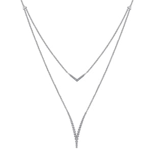 925 Sterling Silver Bujukan White Sapphire Chevron Necklace