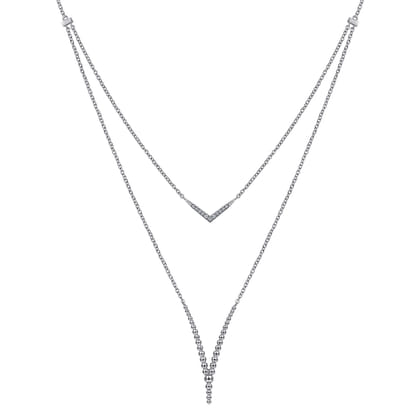 925 Sterling Silver Bujukan White Sapphire Chevron Necklace