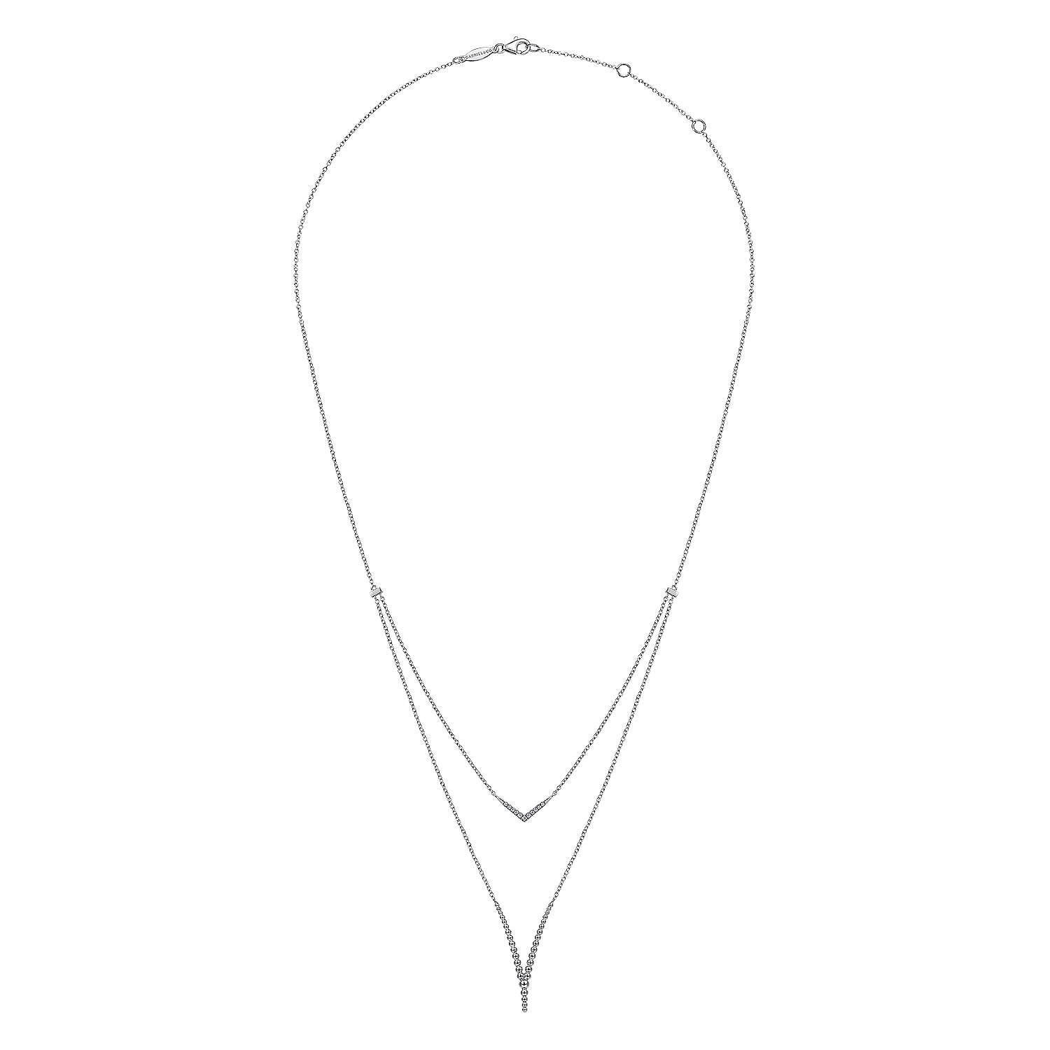 925 Sterling Silver Bujukan White Sapphire Chevron Necklace