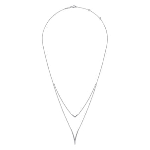 925 Sterling Silver Bujukan White Sapphire Chevron Necklace
