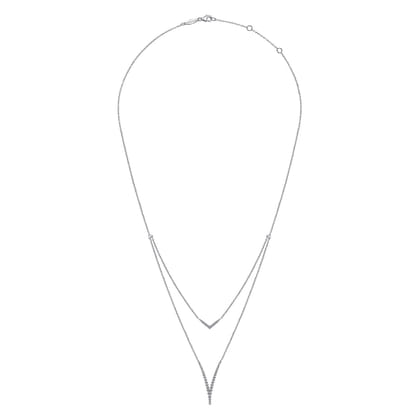 925 Sterling Silver Bujukan White Sapphire Chevron Necklace