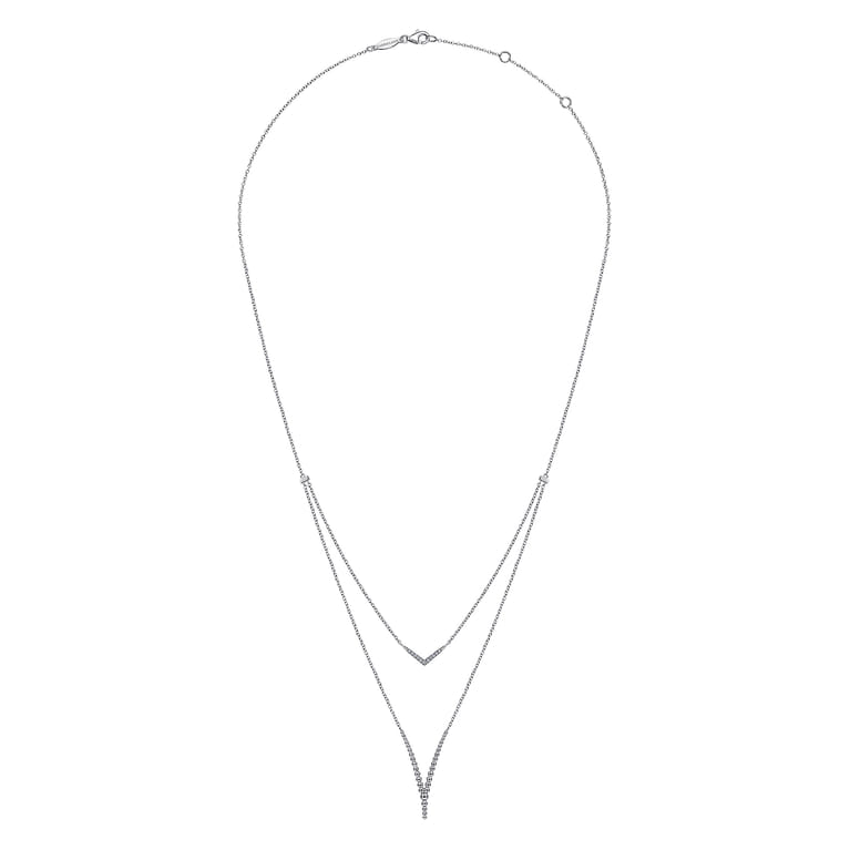 925 Sterling Silver Bujukan White Sapphire Chevron Necklace - Shot 3