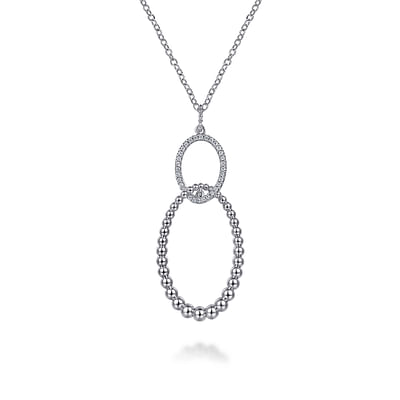 925 Sterling Silver Bujukan White Sapphire Circle Pendant Necklace