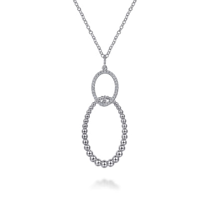 925 Sterling Silver Bujukan White Sapphire Circle Pendant Necklace