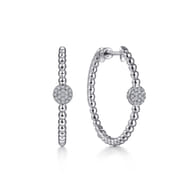 925 Sterling Silver Bujukan White Sapphire Classic 30mm Hoop Earrings