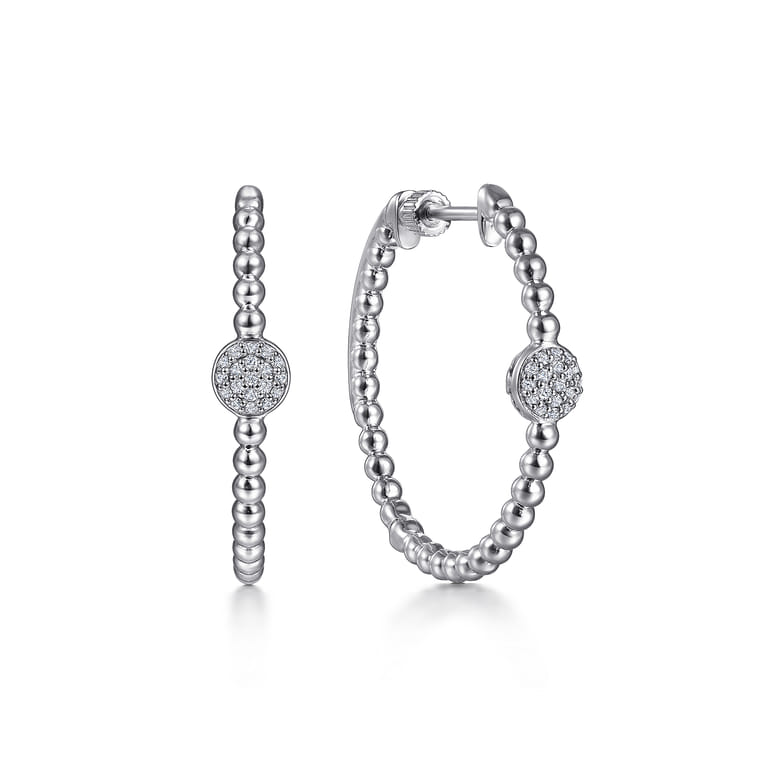 925 Sterling Silver Bujukan White Sapphire Classic 30mm Hoop Earrings - Shot 1