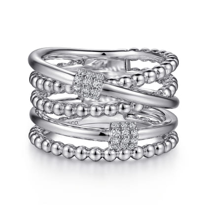 925 Sterling Silver Bujukan White Sapphire Criss Cross Ring