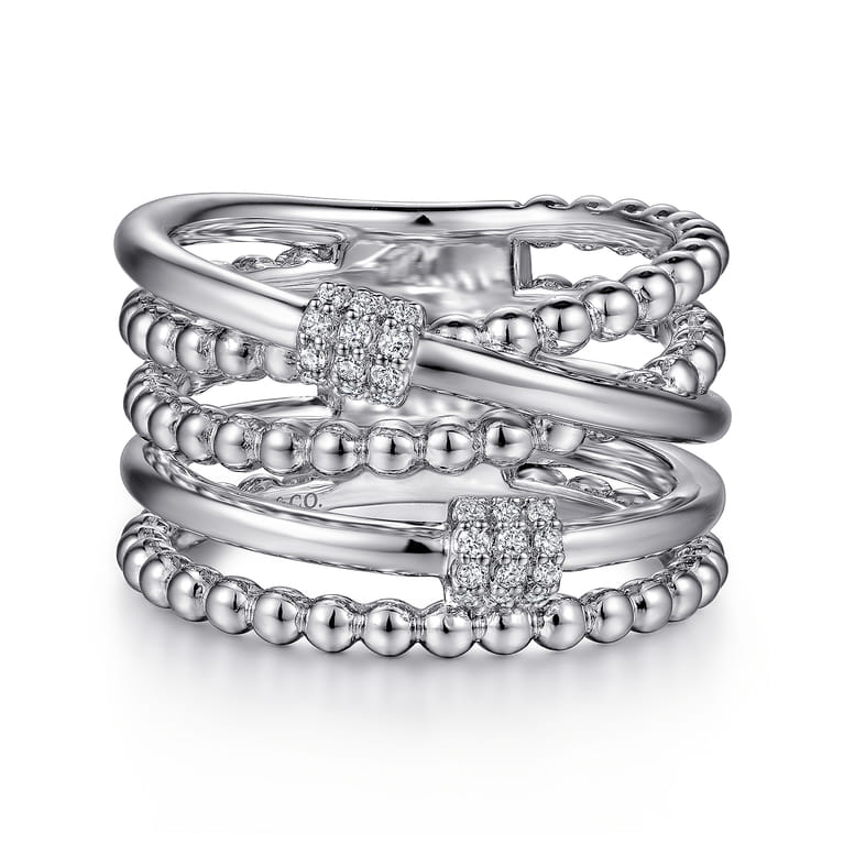 925 Sterling Silver Bujukan White Sapphire Criss Cross Ring - Shot 1