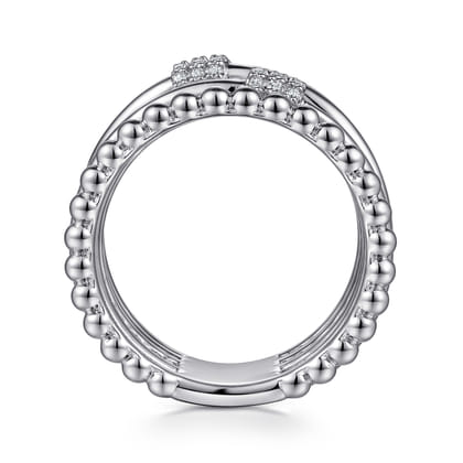 925 Sterling Silver Bujukan White Sapphire Criss Cross Ring