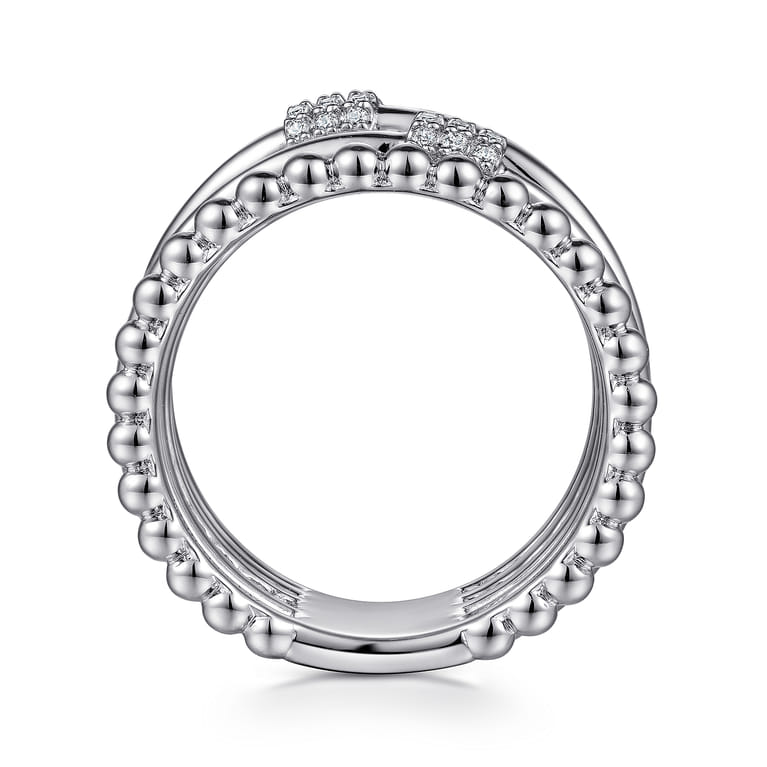 925 Sterling Silver Bujukan White Sapphire Criss Cross Ring - Shot 2