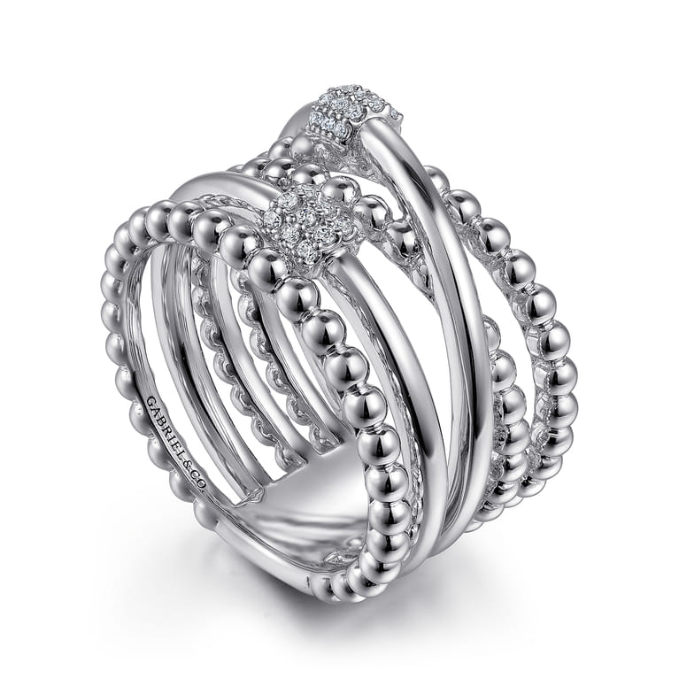 925 Sterling Silver Bujukan White Sapphire Criss Cross Ring - Shot 3