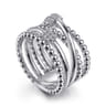925 Sterling Silver Bujukan White Sapphire Criss Cross Ring