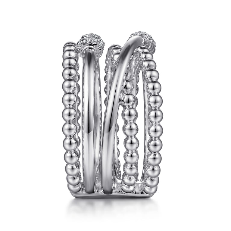 925 Sterling Silver Bujukan White Sapphire Criss Cross Ring - Shot 4