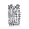 925 Sterling Silver Bujukan White Sapphire Criss Cross Ring