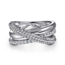 925 Sterling Silver Bujukan White Sapphire Criss Cross Ring