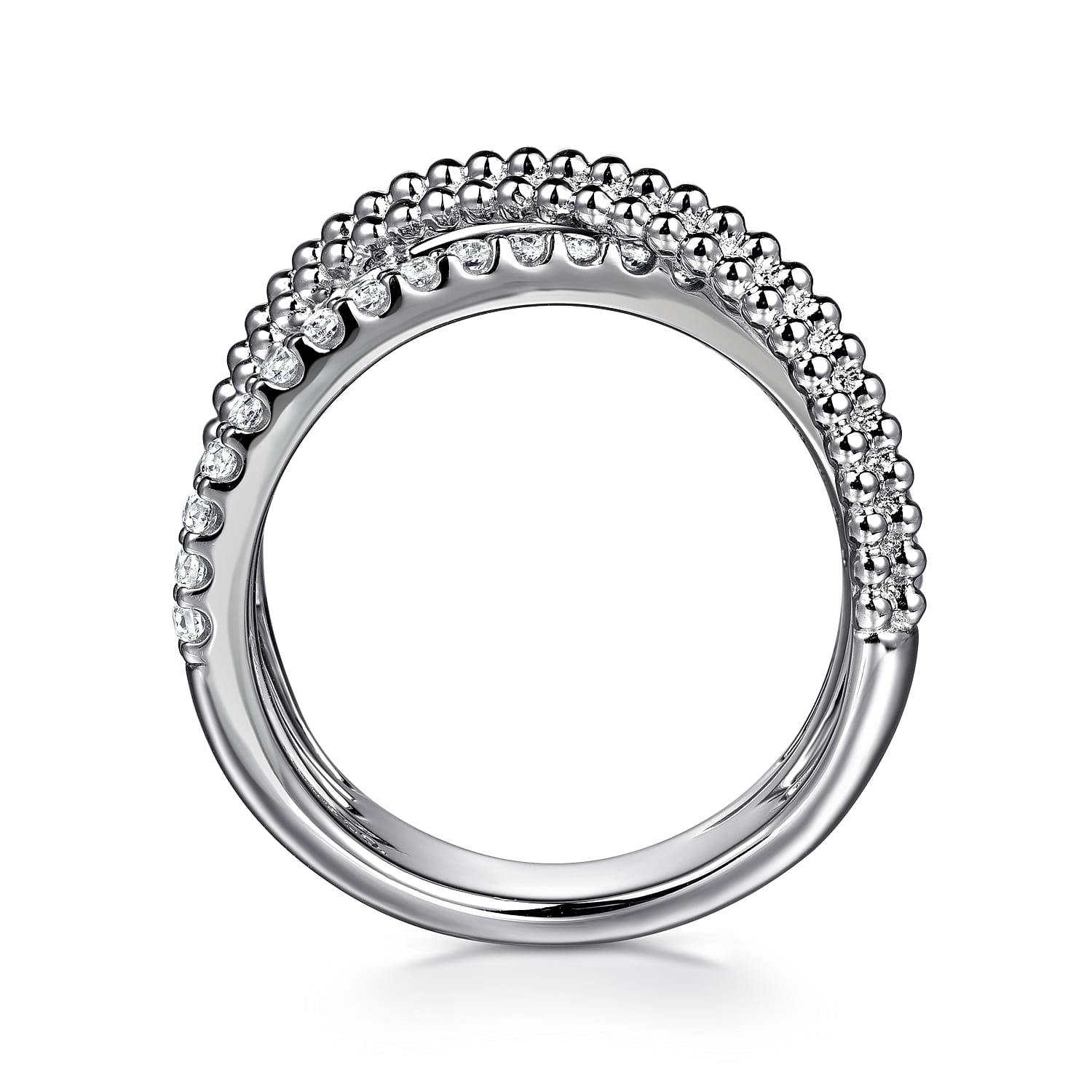 925 Sterling Silver Bujukan White Sapphire Criss Cross Ring - Shot 2