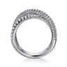925 Sterling Silver Bujukan White Sapphire Criss Cross Ring