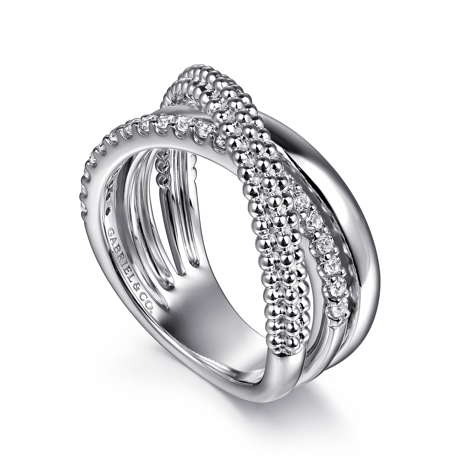 925 Sterling Silver Bujukan White Sapphire Criss Cross Ring - Shot 3