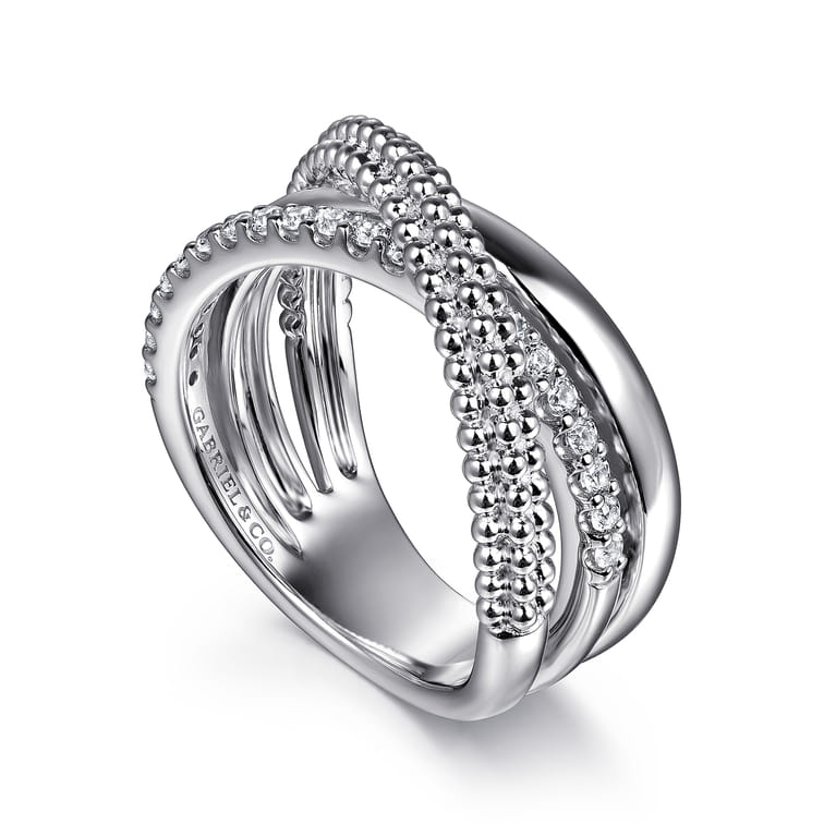 925 Sterling Silver Bujukan White Sapphire Criss Cross Ring - Shot 3