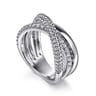 925 Sterling Silver Bujukan White Sapphire Criss Cross Ring