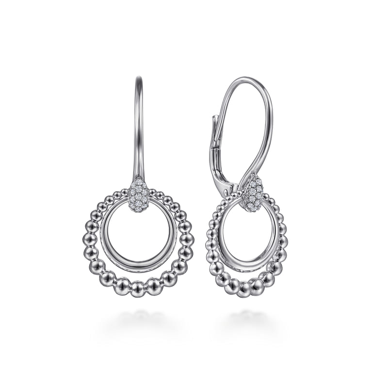 925 Sterling Silver Bujukan White Sapphire Drop Earrings - Shot 1