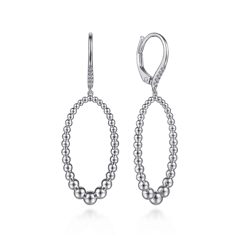 925 Sterling Silver Bujukan White Sapphire Drop Earrings - Shot 1