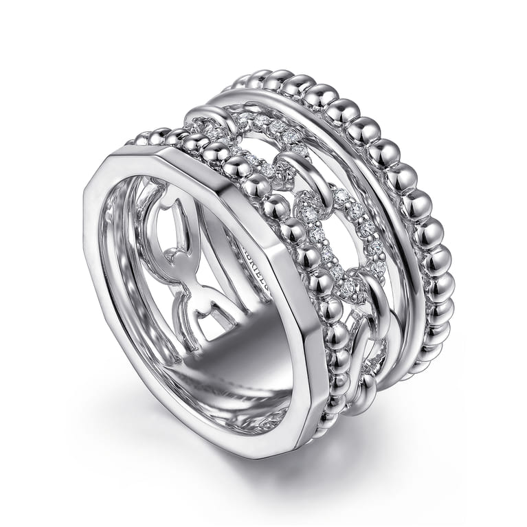 925 Sterling Silver Bujukan White Sapphire Easy Stackable Ring - Shot 3