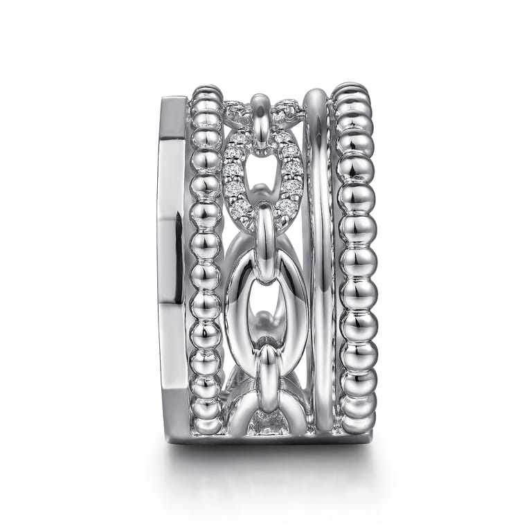 925 Sterling Silver Bujukan White Sapphire Easy Stackable Ring - Shot 4