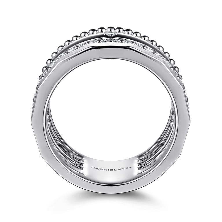 925 Sterling Silver Bujukan White Sapphire Easy Stackable Ring - Shot 2