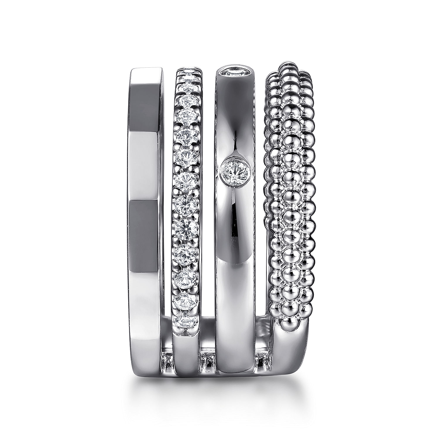 925 Sterling Silver Bujukan White Sapphire Easy Stackable