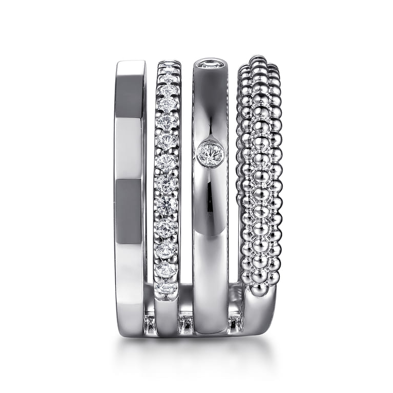 925 Sterling Silver Bujukan White Sapphire Easy Stackable Ring - Shot 4