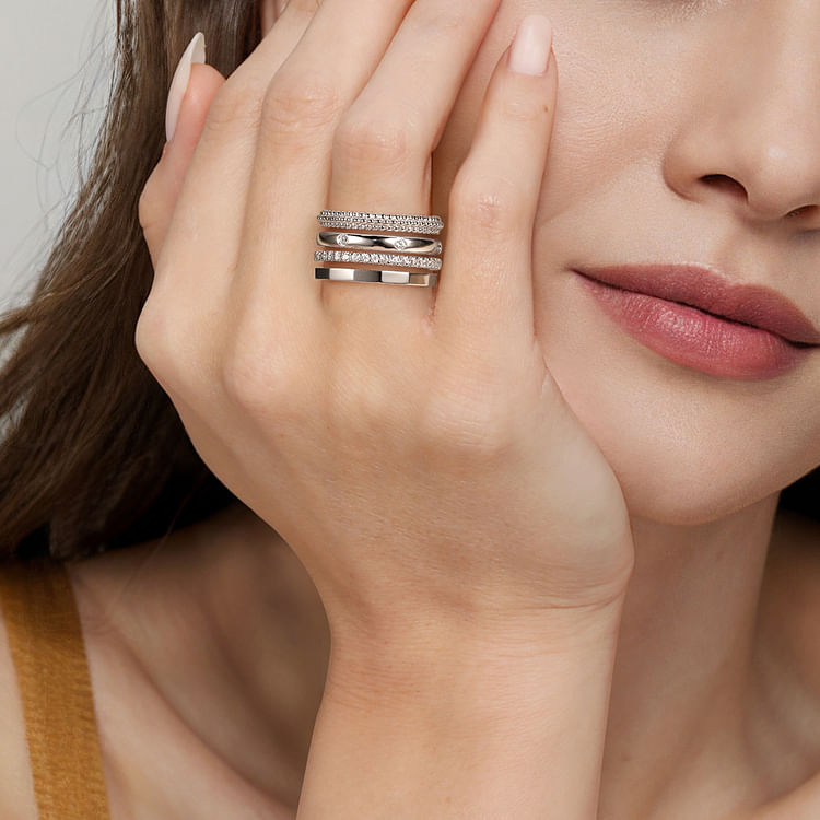 925 Sterling Silver Bujukan White Sapphire Easy Stackable Ring