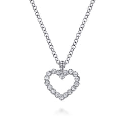 925 Sterling Silver Bujukan White Sapphire Heart Pendant Necklace