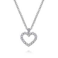 925 Sterling Silver Bujukan White Sapphire Heart Pendant Necklace
