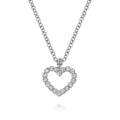 925 Sterling Silver Bujukan White Sapphire Heart Pendant Necklace
