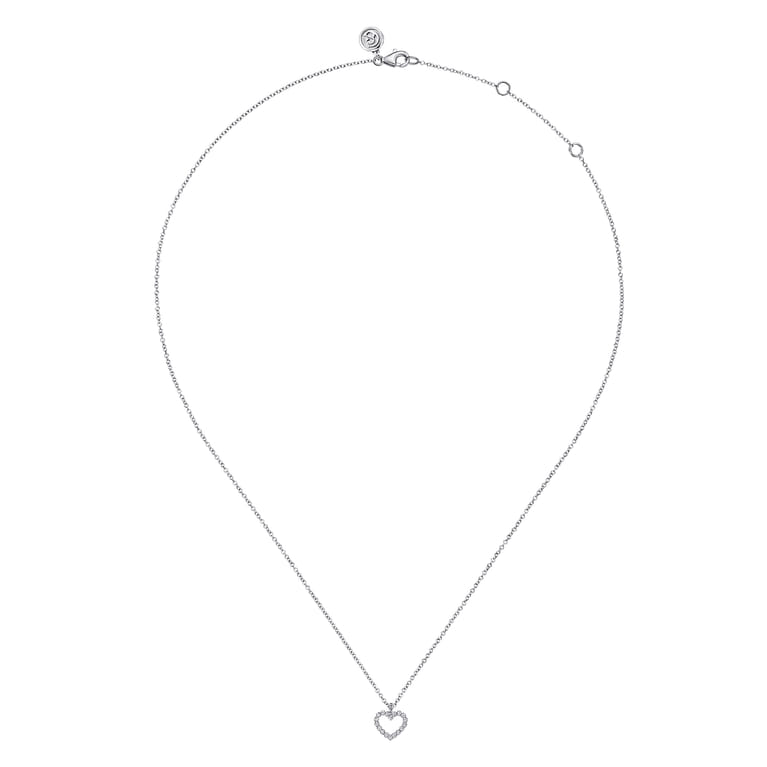 925 Sterling Silver Bujukan White Sapphire Heart Pendant Necklace - Shot 2