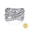 925 Sterling Silver Bujukan White Sapphire Lady's Criss Cross Ring