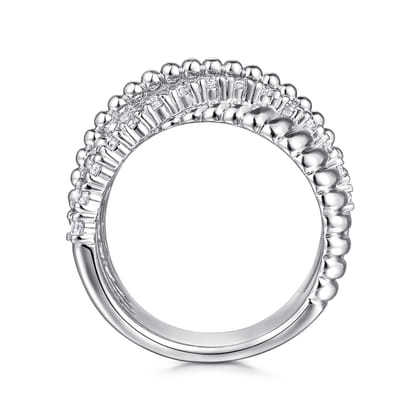 925 Sterling Silver Bujukan White Sapphire Lady's Criss Cross Ring