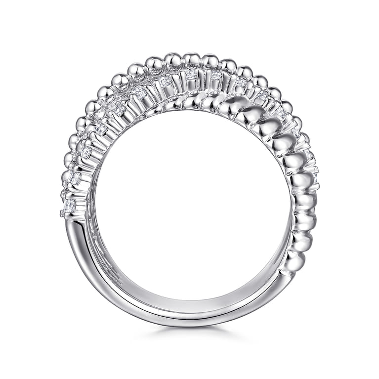925 Sterling Silver Bujukan White Sapphire Lady's Criss Cross Ring - Shot 2