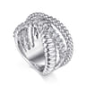 925 Sterling Silver Bujukan White Sapphire Lady's Criss Cross Ring