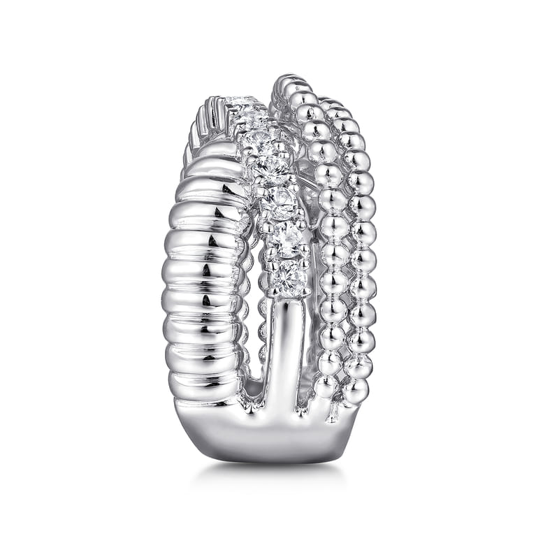 925 Sterling Silver Bujukan White Sapphire Lady's Criss Cross Ring - Shot 4