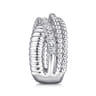 925 Sterling Silver Bujukan White Sapphire Lady's Criss Cross Ring