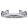925 Sterling Silver Bujukan White Sapphire Multi Row Cuff Bracelet