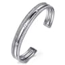 925 Sterling Silver Bujukan White Sapphire Multi Row Cuff Bracelet