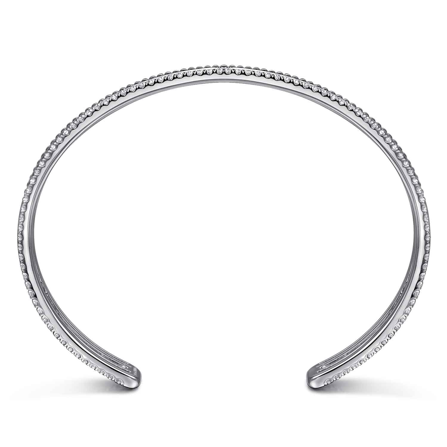 925 Sterling Silver Bujukan White Sapphire Multi Row Cuff Bracelet - Shot 3