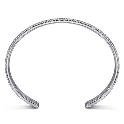 925 Sterling Silver Bujukan White Sapphire Multi Row Cuff Bracelet
